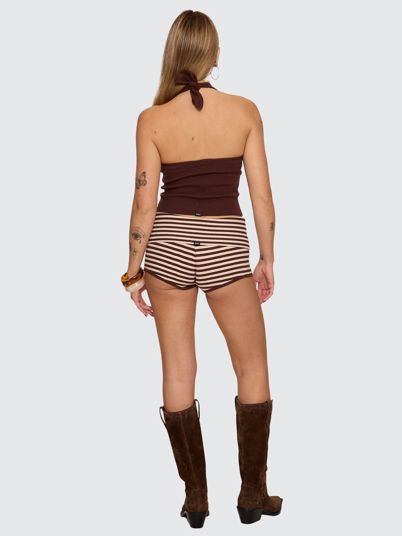 Thrills Co Dayna Knit Halter Top - Bitter Chocolate in Bitter Chocolate