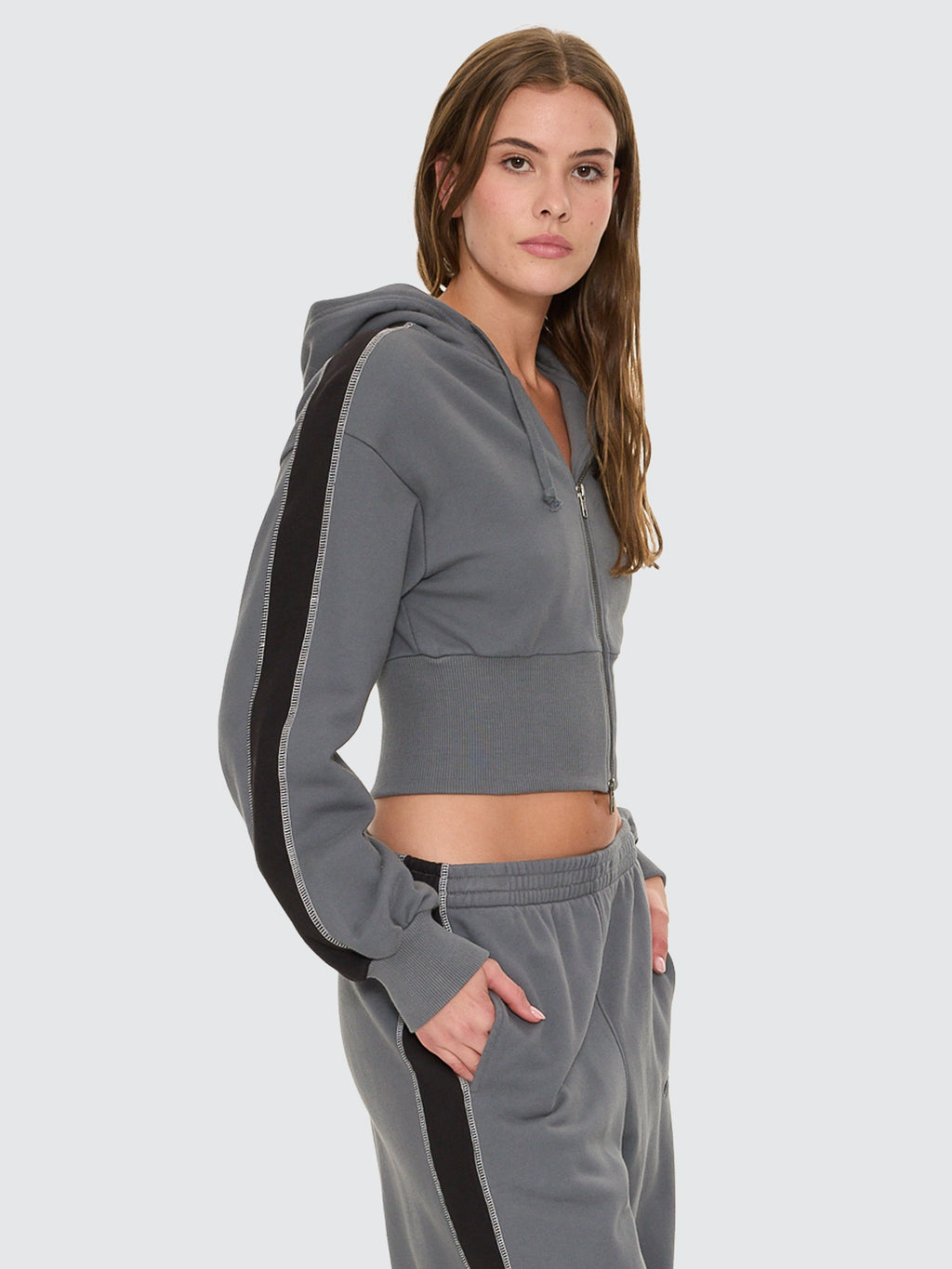 Thrills Co Division 011 Zip Hood Fleece - Petrol in Petrol