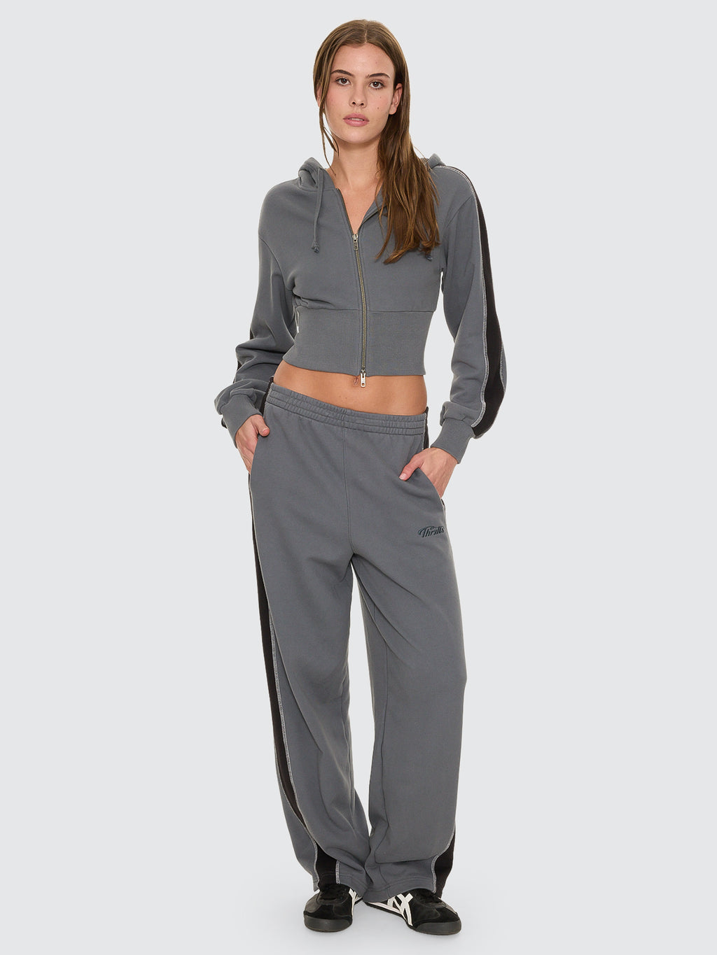 Thrills Co Division 011 Zip Hood Fleece - Petrol in Petrol