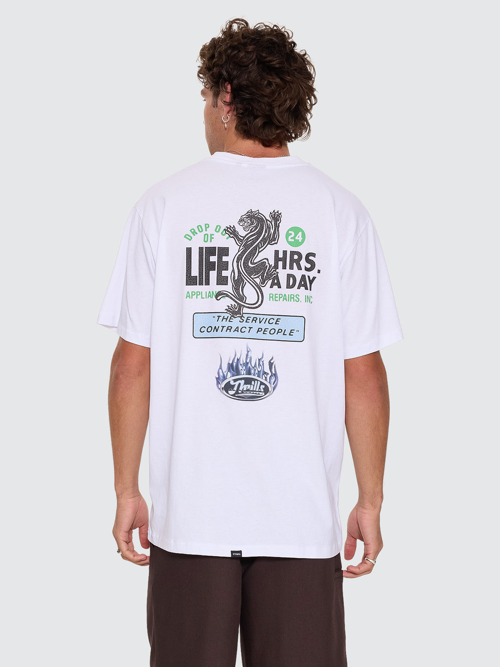 Thrills Co Drop Outs Merch Fit Tee - White in White