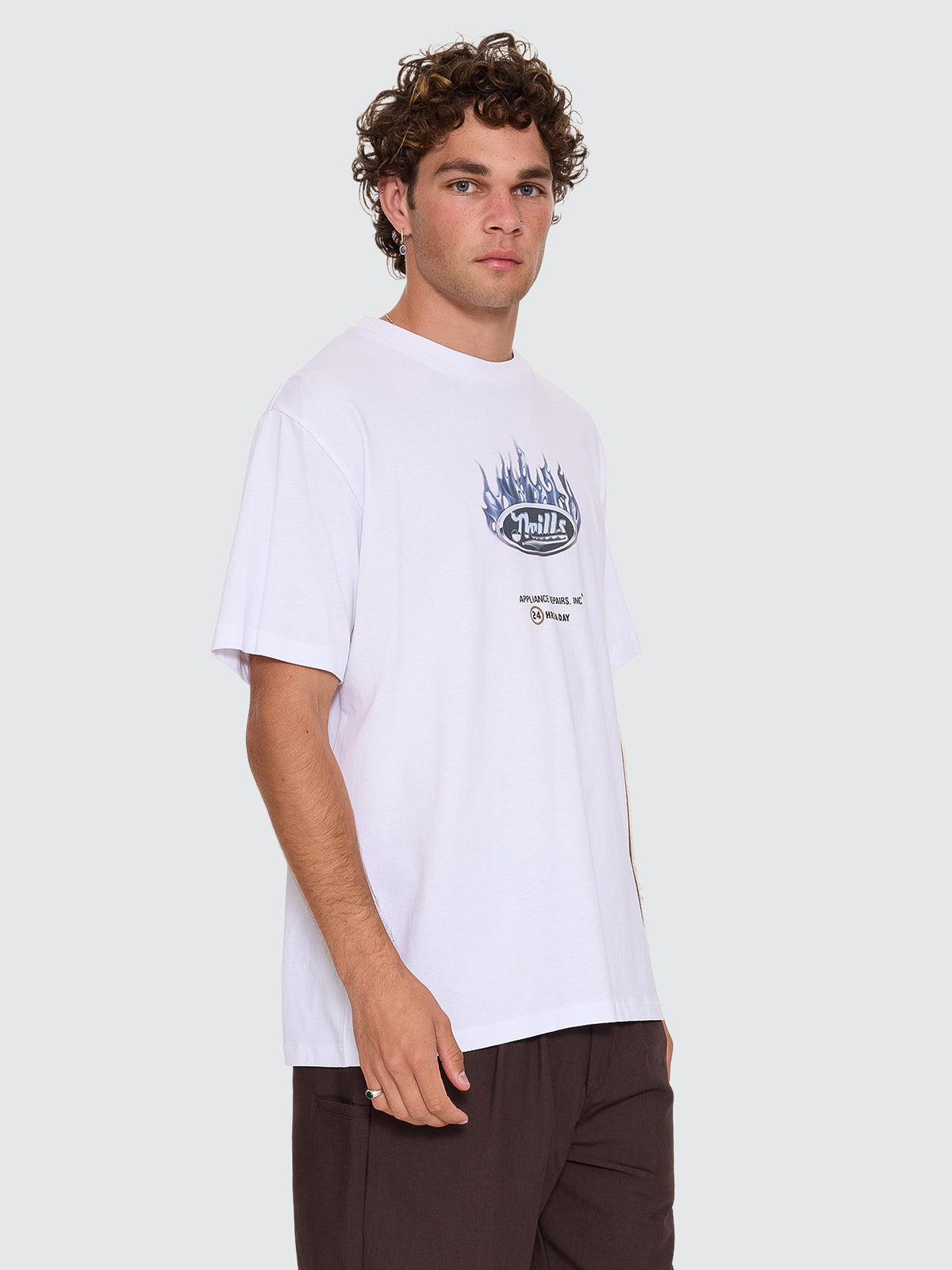 Thrills Co Drop Outs Merch Fit Tee - White in White