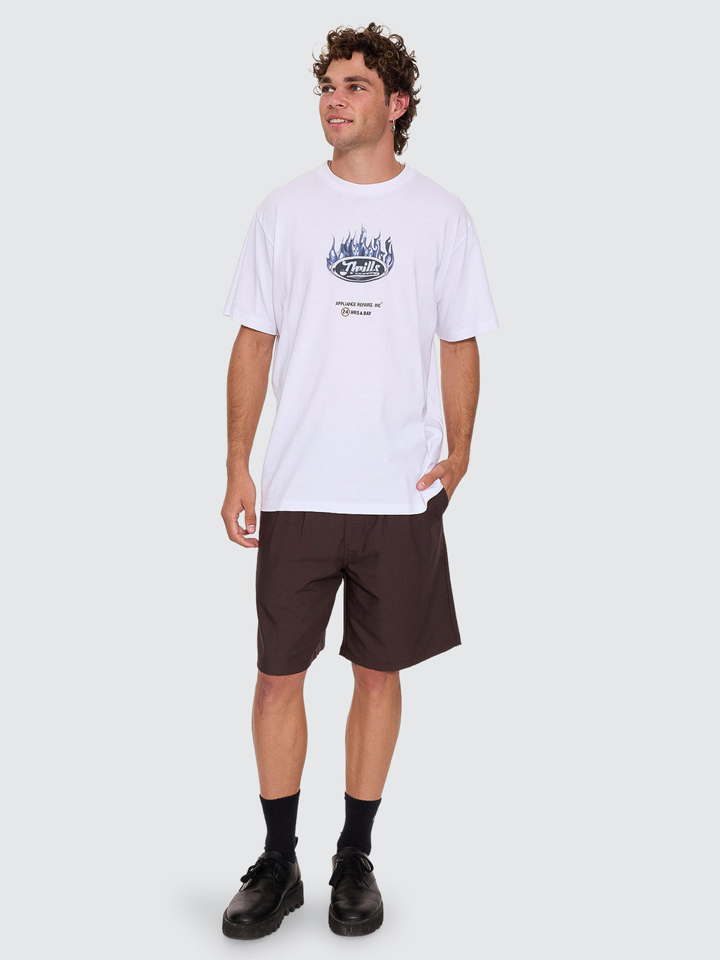 Thrills Co Drop Outs Merch Fit Tee - White in White