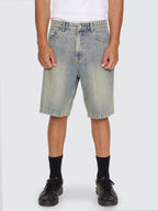 Thrills Co Filtered Mid Slacker Relaxed Long Denim Short - Granite Green Tint in Granite Green Tint