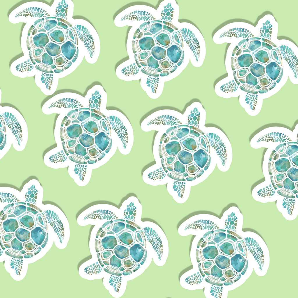 Trevena & Co Sea Turtle Watercolour Vinyl Sticker in Single