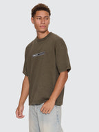 Thrills Co Paradise Built Oversize Box Crop Tee - Olive Night in Olive Night