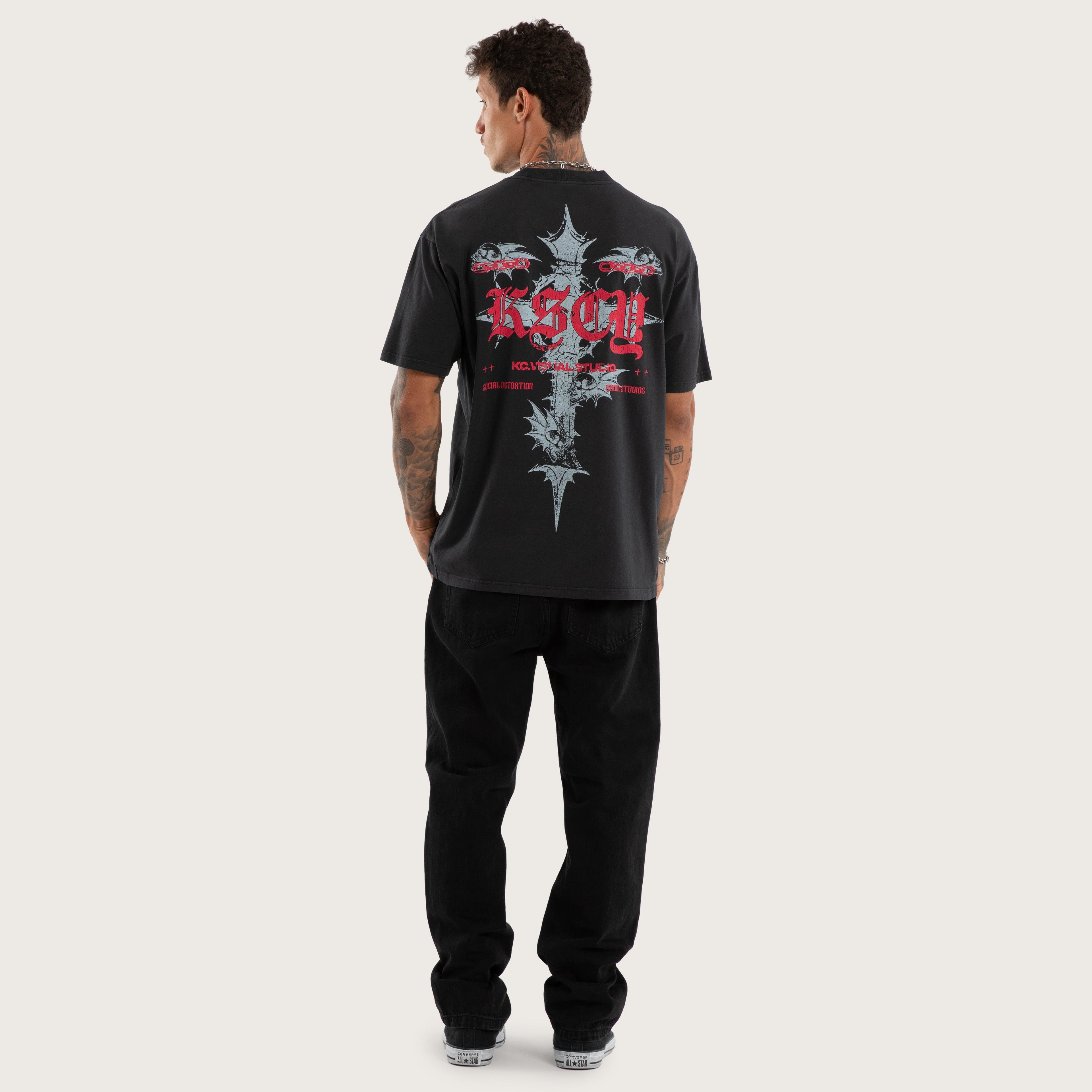 Kiss Chacey Underground Box Fit Tee in Pigment Anthracite