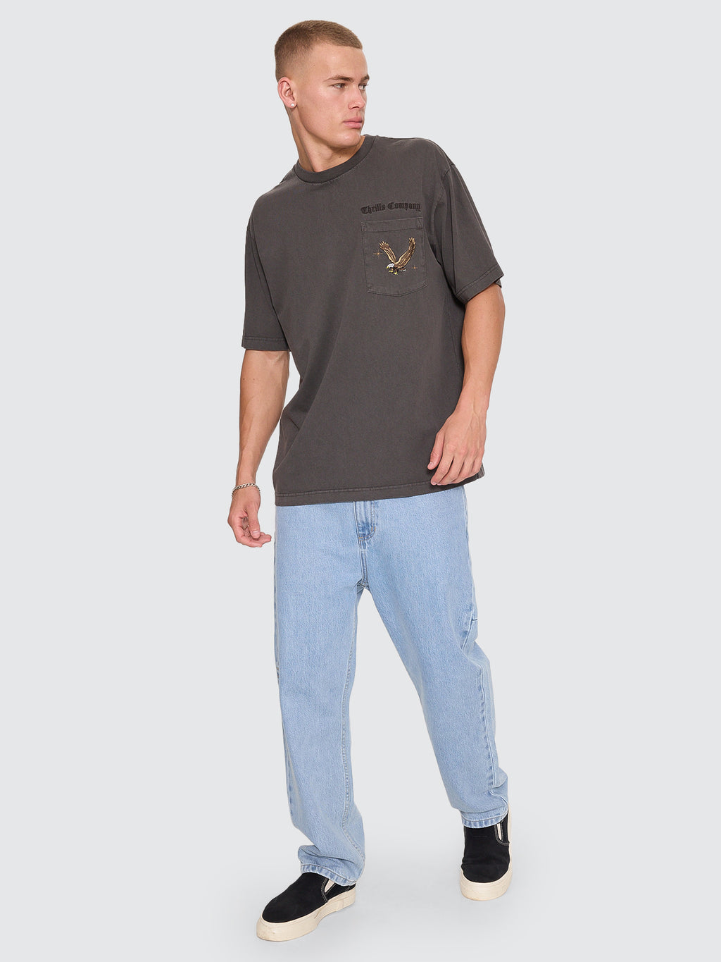 Thrills Co Seen & Heard Oversize Pocket Tee - Dark Merch Black in Dark Merch Black