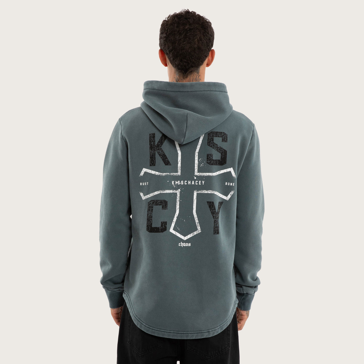 Kiss Chacey Tension Dual Curved Hoodie in Pigment Stormy Weather