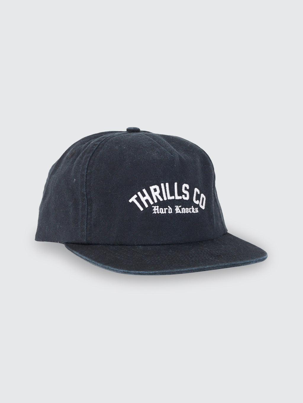 Thrills Co Hard Knocks College 5 Panel Cap - Black in Black