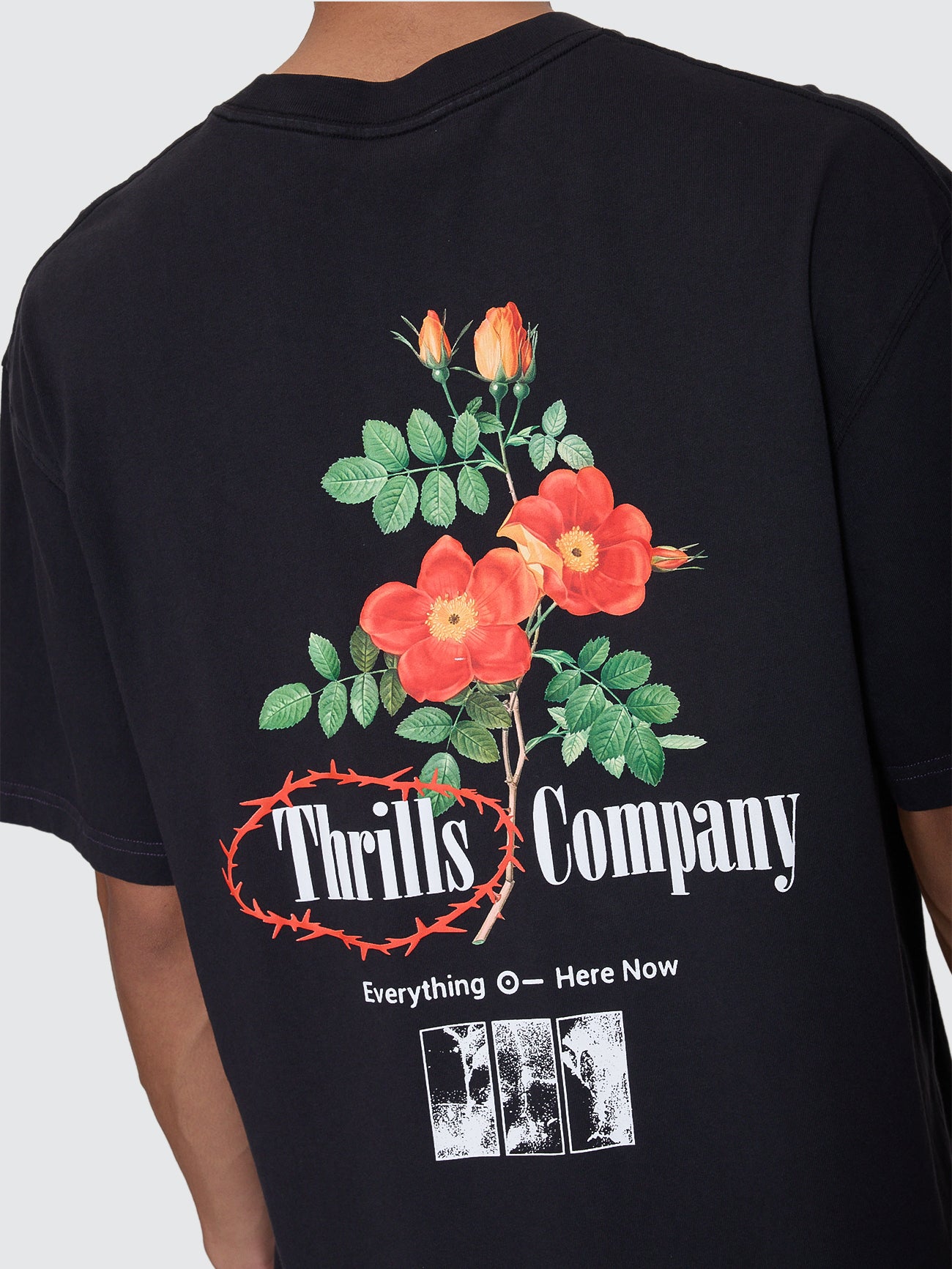 Thrills Co Everything Here Now Box Fit Oversize Cropped Tee - Faded Black in Faded Black