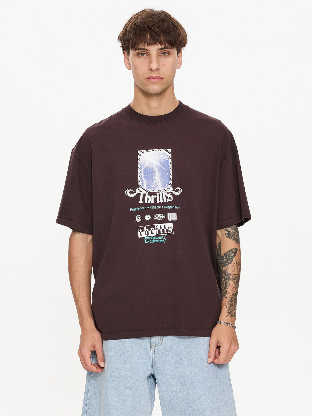 Thrills Co Excitement Excitement Box Fit Oversize Tee - Black Coffee in Black Coffee