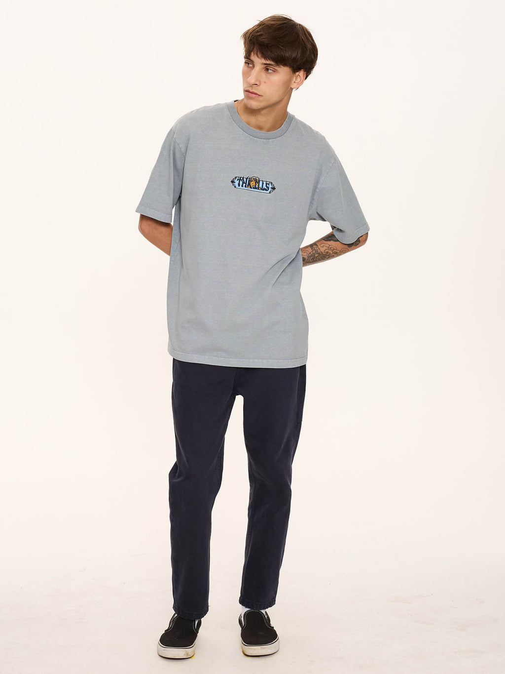 Thrills Co Eyes In The Grass Oversize Fit Tee - Blue Graphite in Blue Graphite