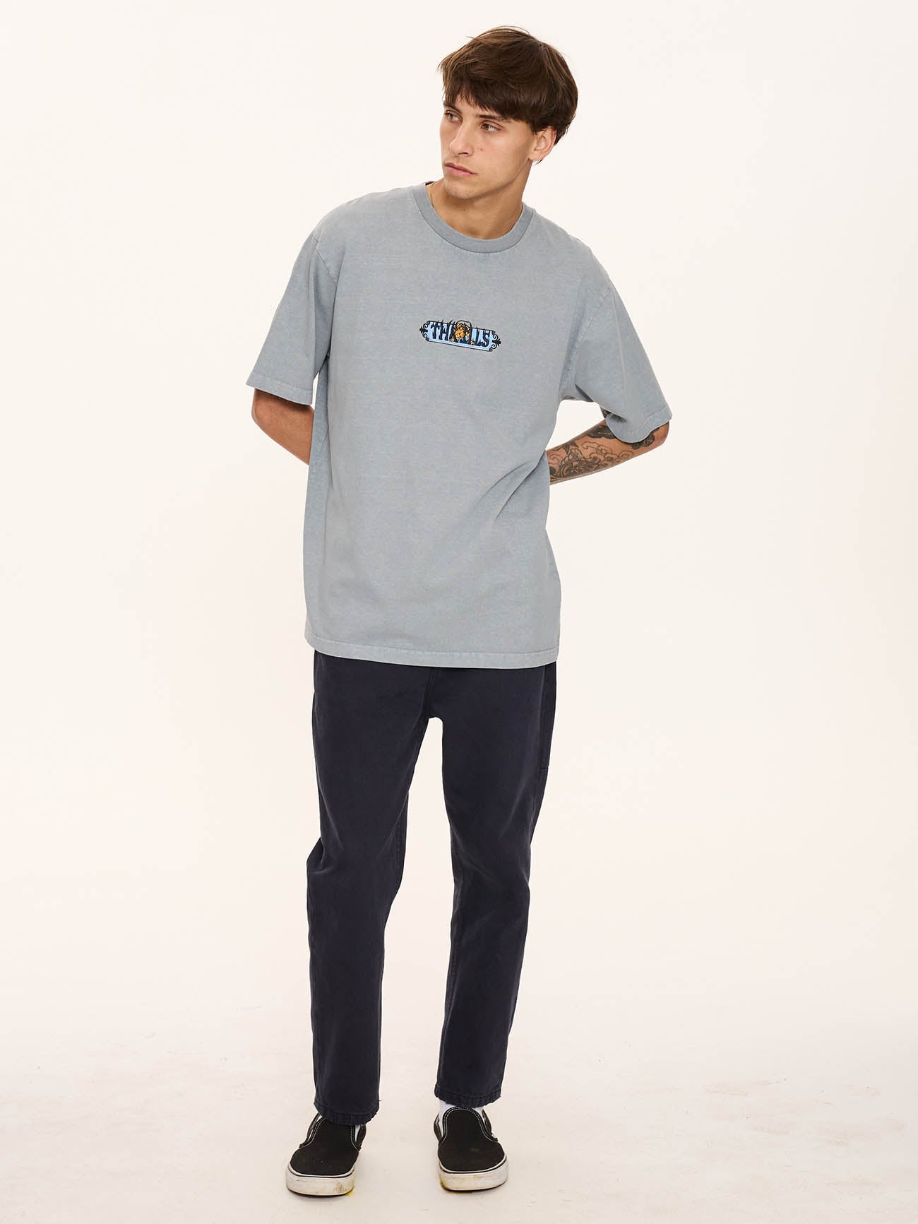 Thrills Co Eyes In The Grass Oversize Fit Tee - Blue Graphite in Blue Graphite