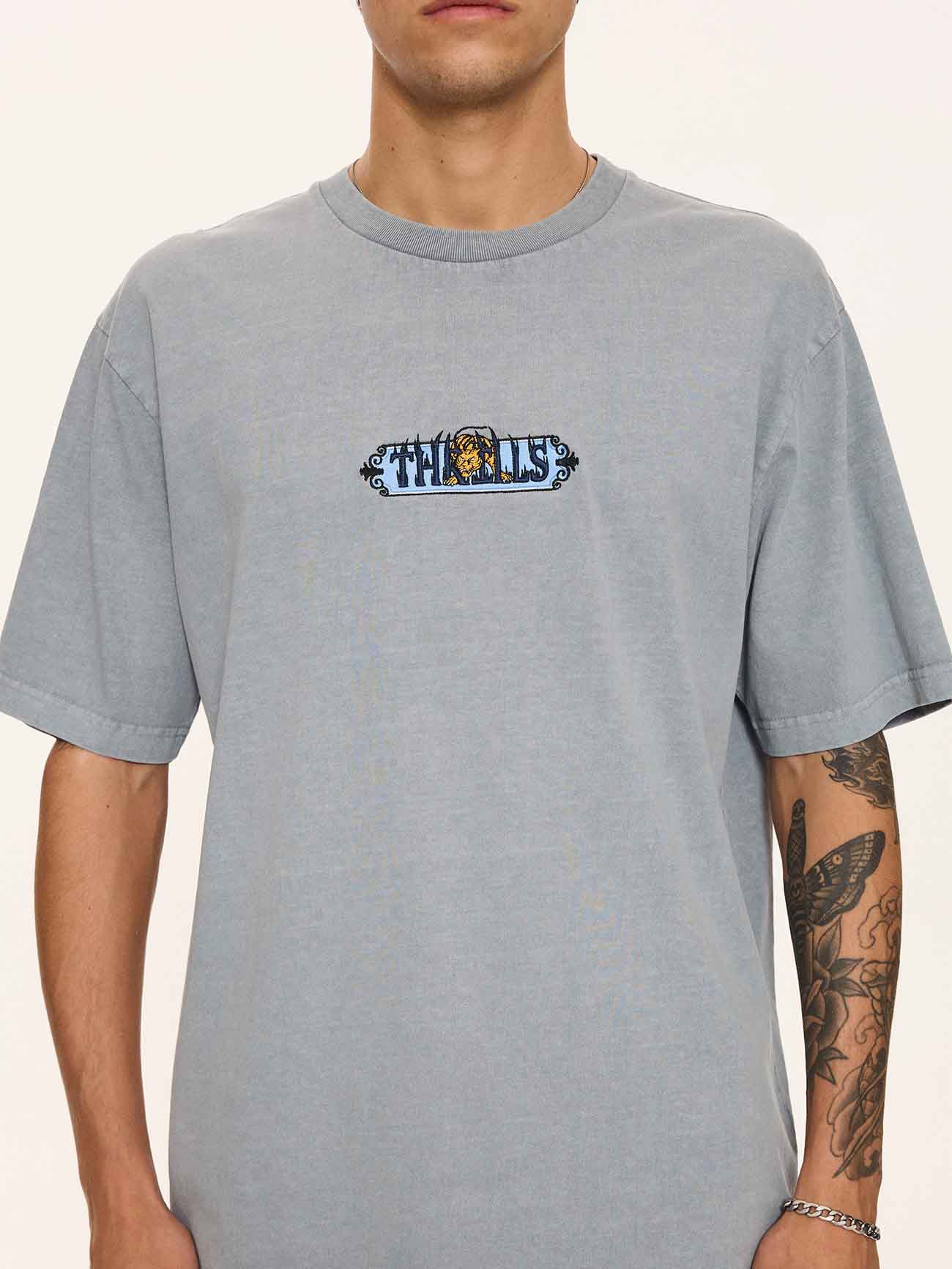 Thrills Co Eyes In The Grass Oversize Fit Tee - Blue Graphite in Blue Graphite