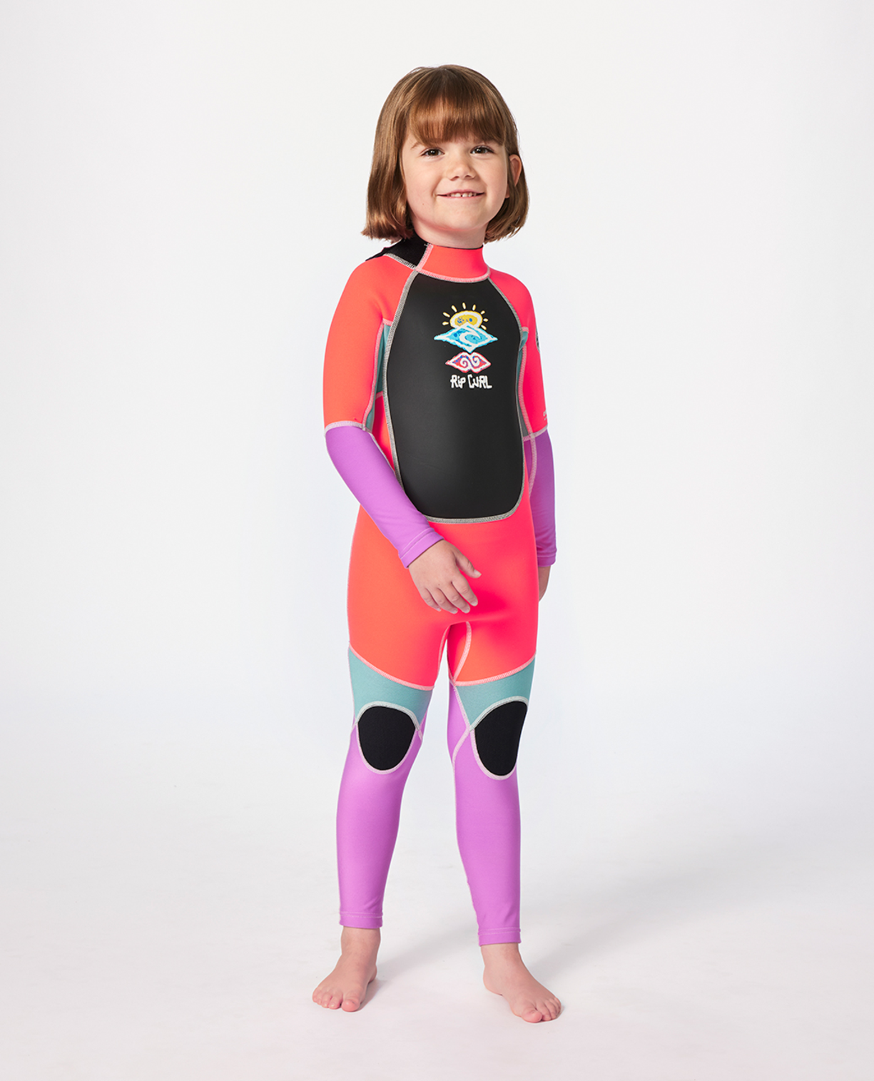Rip Curl Groms Omega Back Zip Easy On/Off Wetsuit in Hot Pink