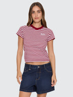 Thrills Co Primitive Stripe Boy Tee - Sour Cherry Stripe in Sour Cherry Stripe