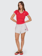 Thrills Co Tournament Of Roses V Neck Club Tee - Winning Red in Winning Red
