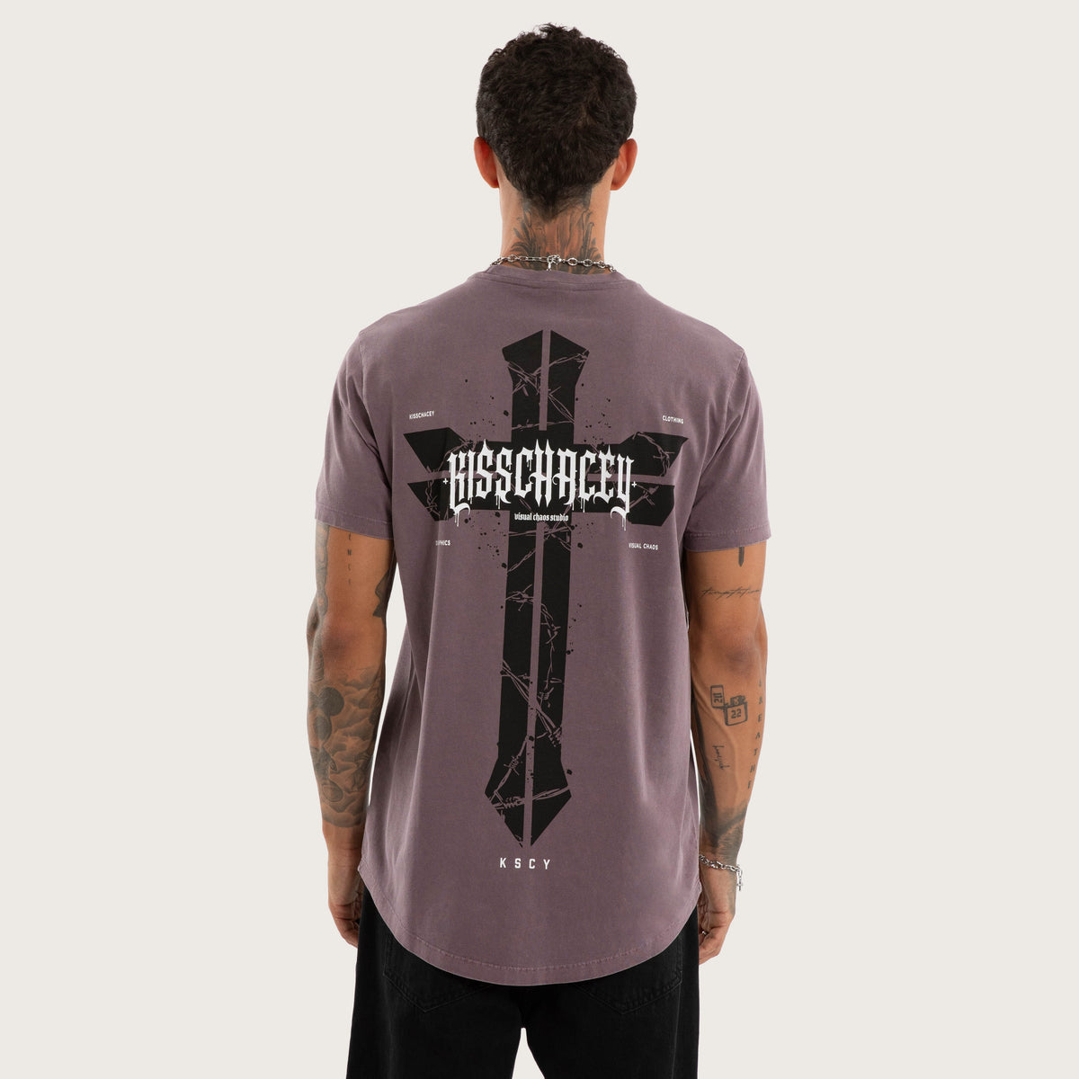 Kiss Chacey Arcane Dual Curved Tee in Pigment Flint