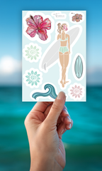 Trevena & Co Tropical Surfer Sticker Sheet in Single