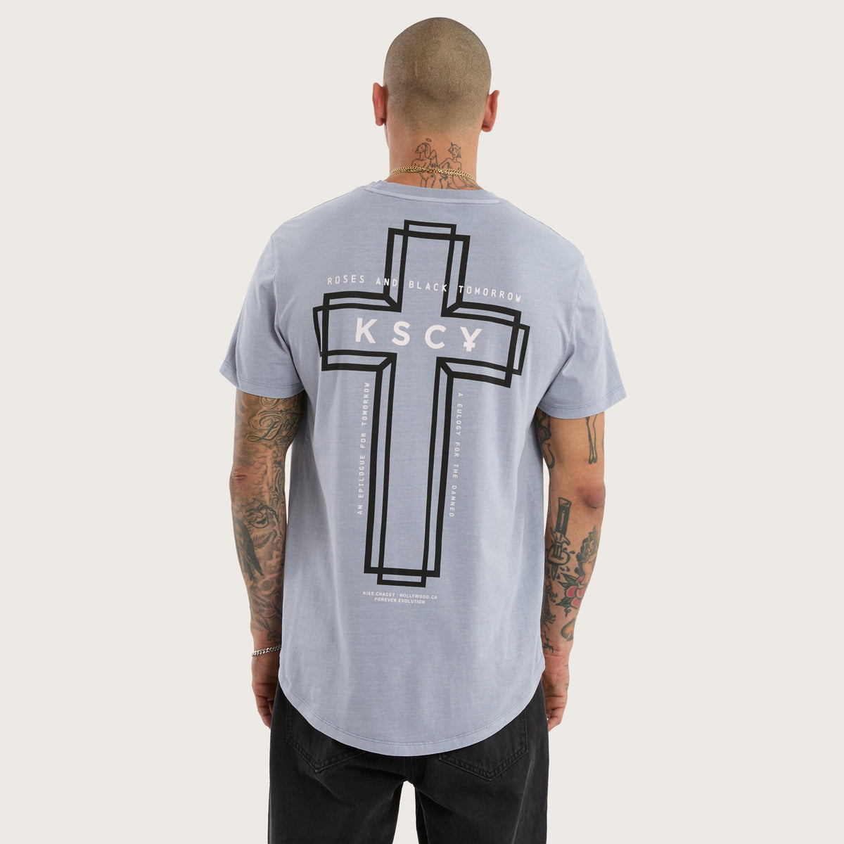 Kiss Chacey Sanctus Dual Curved Tee in Pigment Lavender