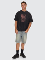 Thrills Co Filtered Mid Slacker Relaxed Long Denim Short - Granite Green Tint in Granite Green Tint