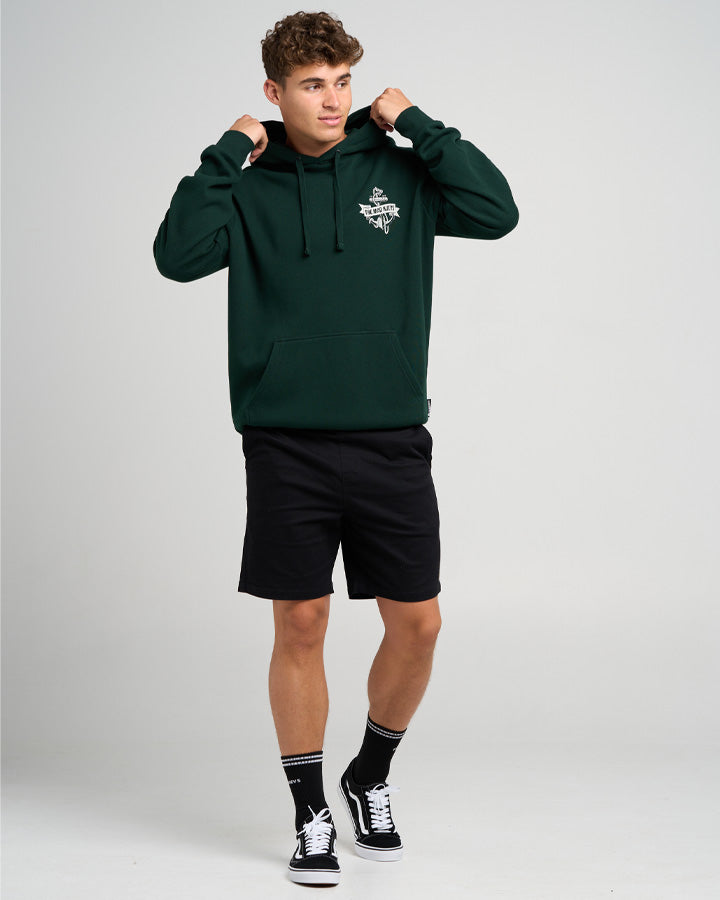 The Mad Hueys Flame Anchor | Hooded Pullover in PINE GREEN