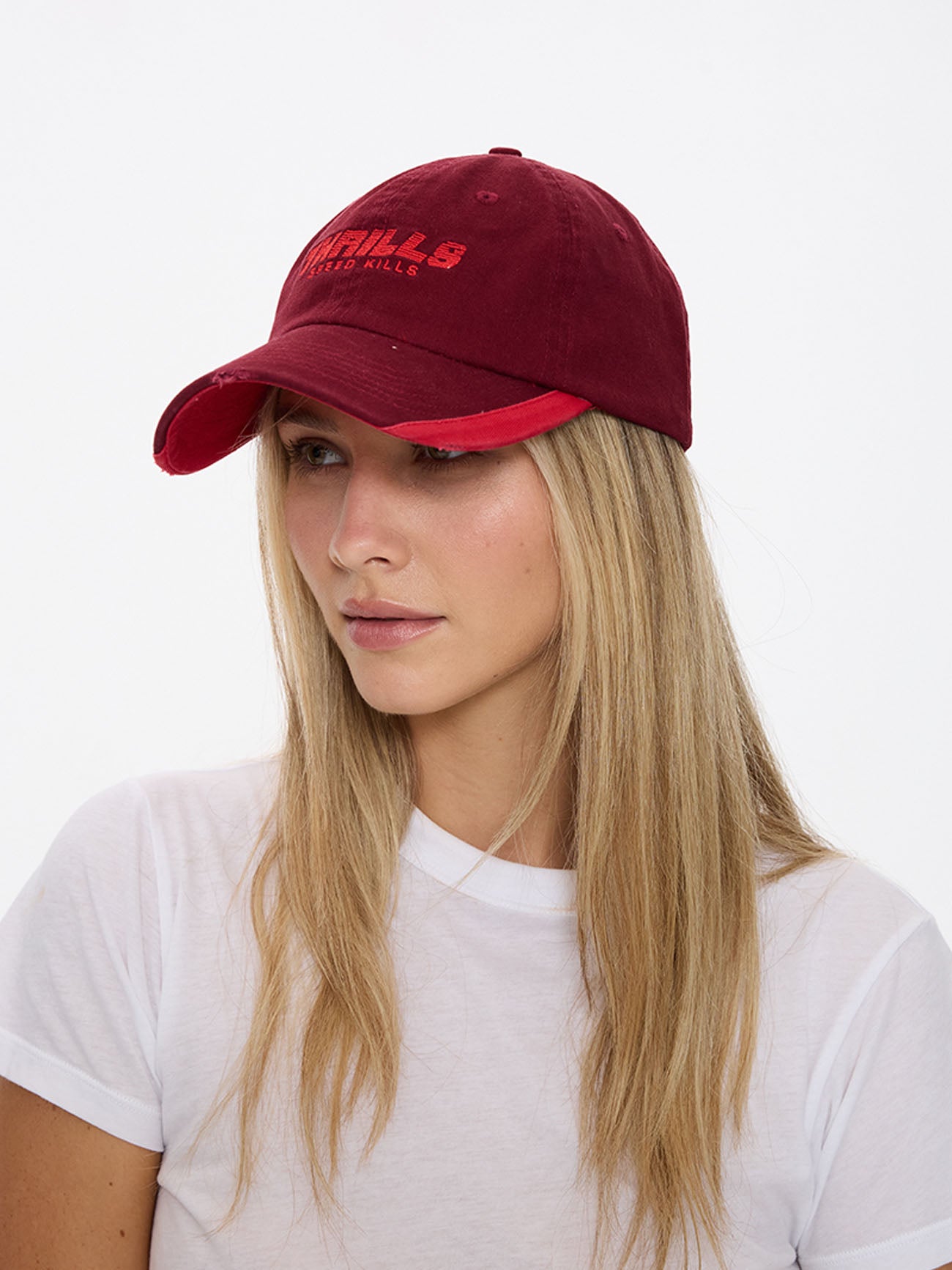 Thrills Co Flashback 6 Panel Cap - Cabernet Red in Cabernet Red