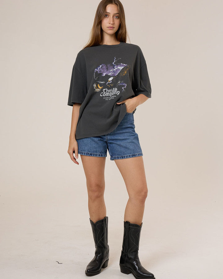 Thrills Flight Risk Oversized Tee - Merch Black in Merch Black