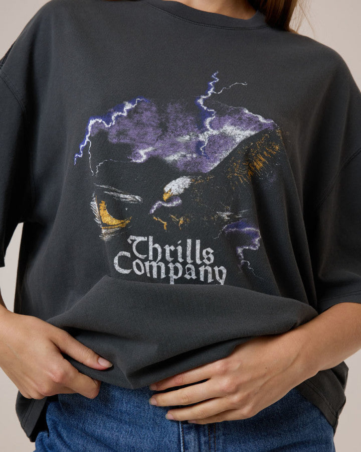 Thrills Flight Risk Oversized Tee - Merch Black in Merch Black