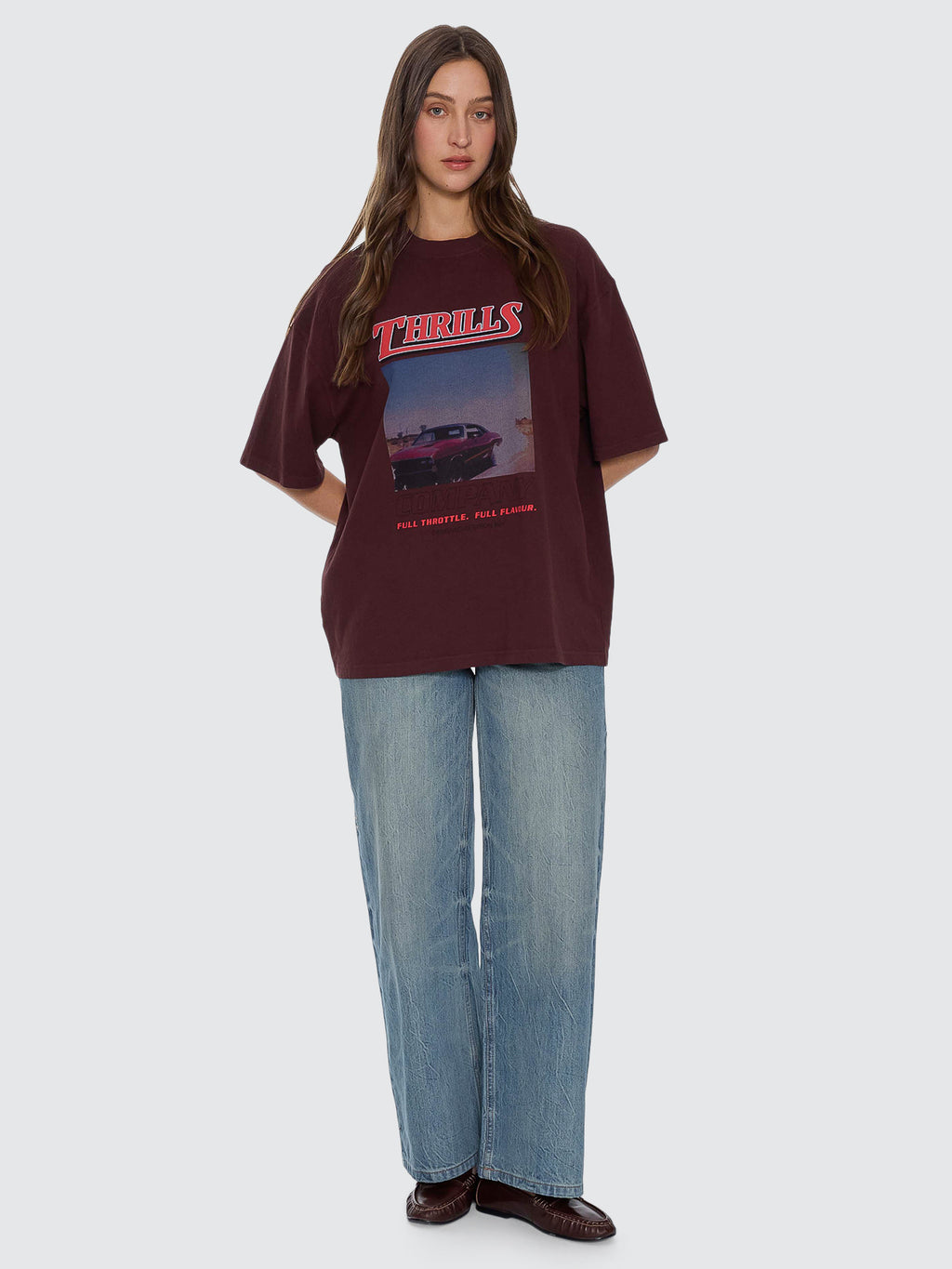 Thrills Co Full Throttle Oversized Tee - Bitter Chocolate in Bitter Chocolate