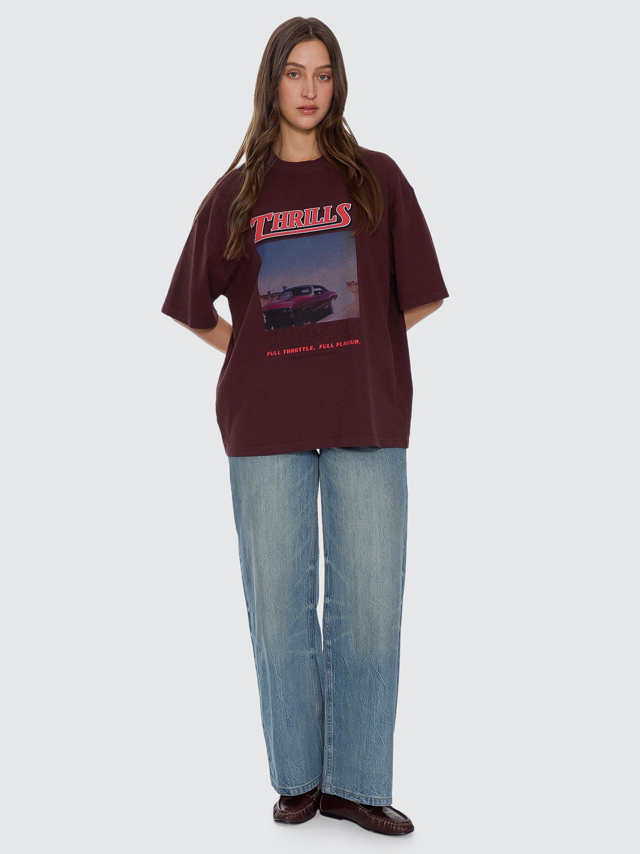 Thrills Co Full Throttle Oversized Tee - Bitter Chocolate in Bitter Chocolate