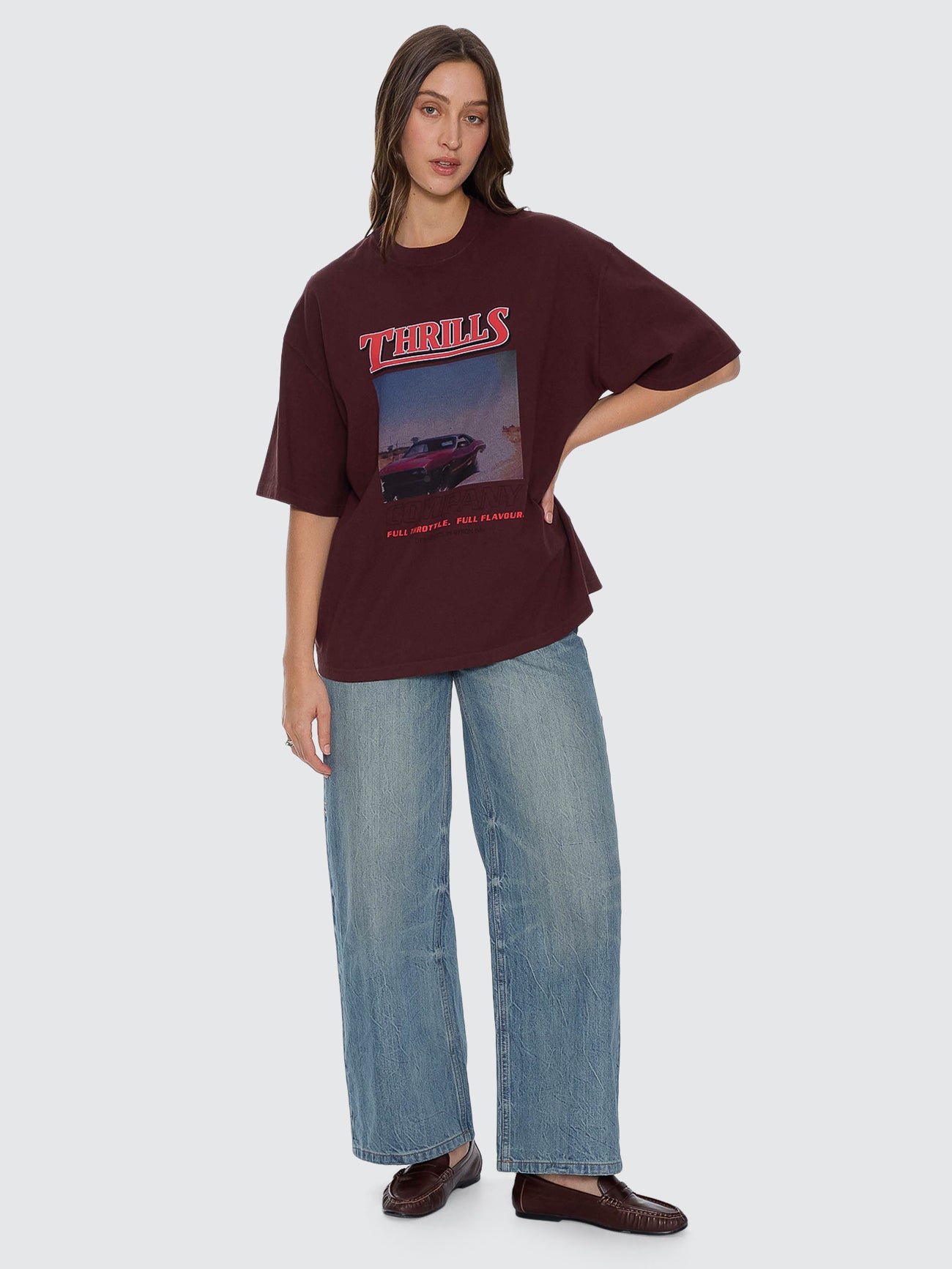 Thrills Co Full Throttle Oversized Tee - Bitter Chocolate in Bitter Chocolate