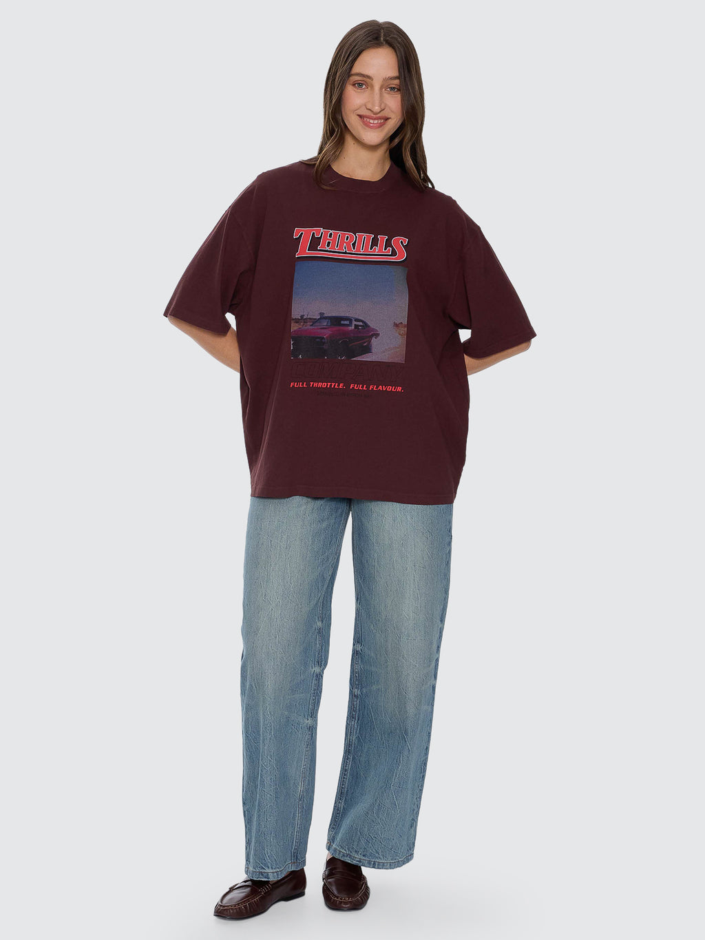 Thrills Co Full Throttle Oversized Tee - Bitter Chocolate in Bitter Chocolate