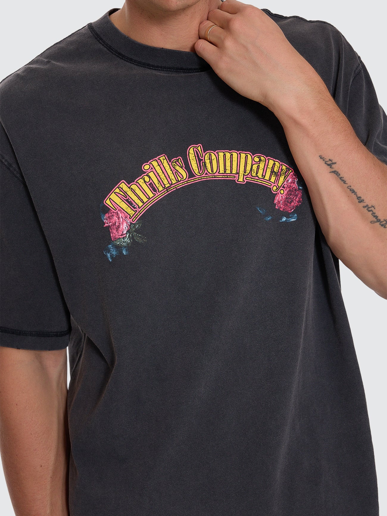 Thrills Co Fury Box Fit Oversize Cropped Tee - Temple Grey in Temple Grey