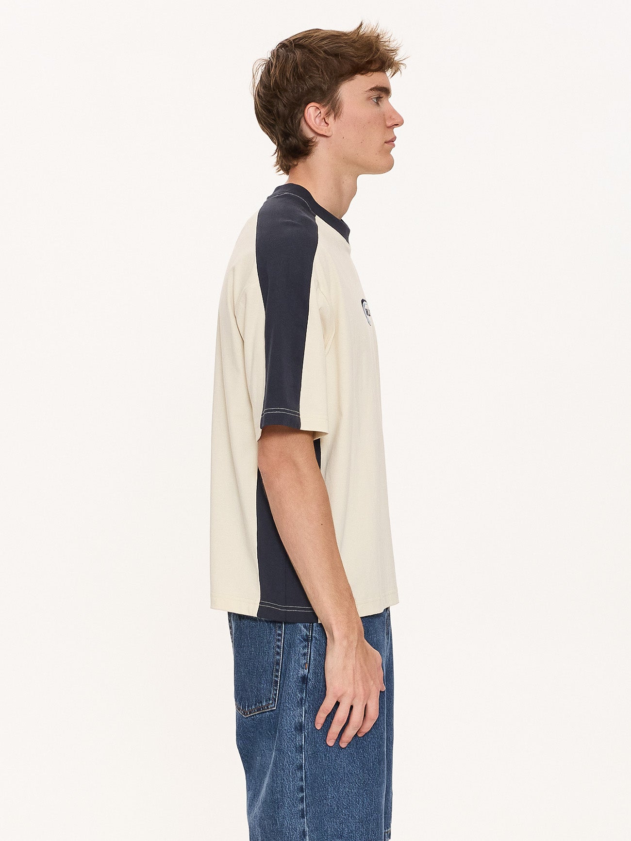 Thrills Co Fusion Panel Box Fit Oversize Cropped Tee - Heritage White in Heritage White