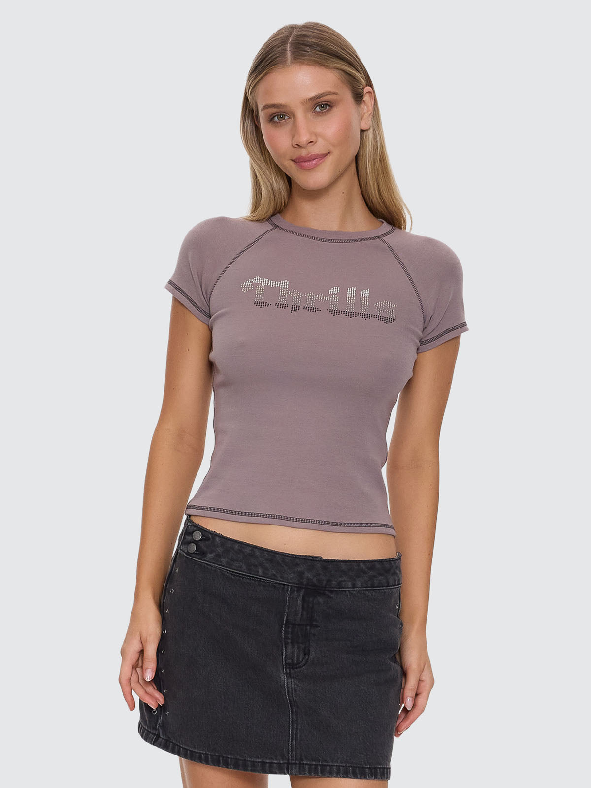 Thrills Co Glitch Studded Raglan Club Tee - Shroom in Shroom