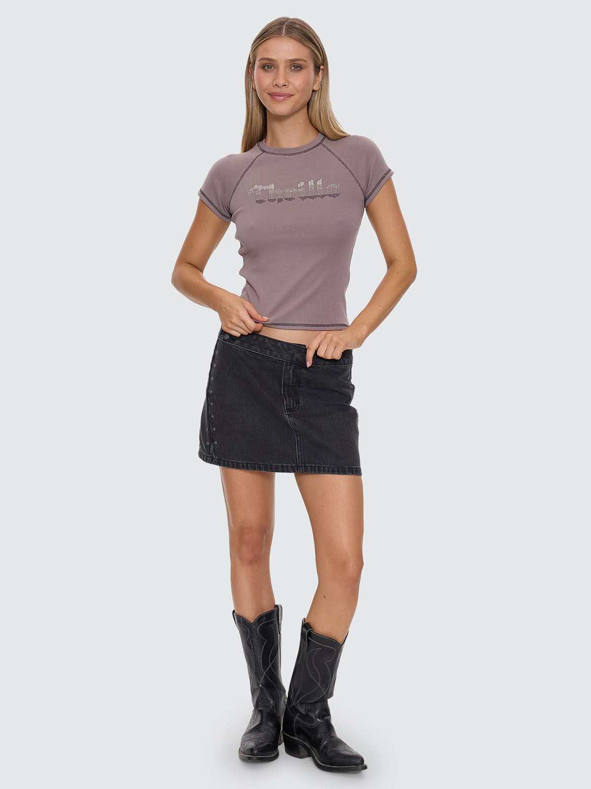 Thrills Co Glitch Studded Raglan Club Tee - Shroom in Shroom