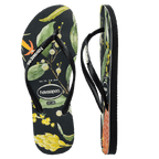 Havaianas Slim Fauna Bush Flower Black in Black