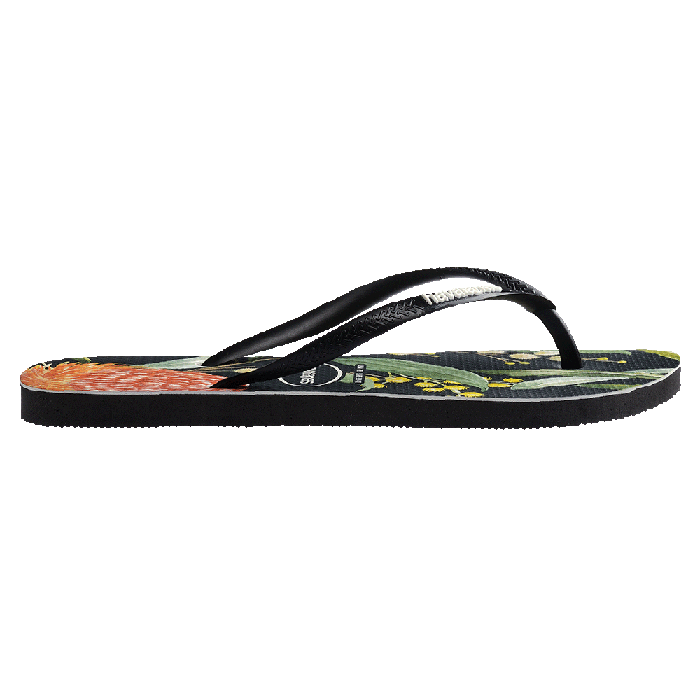 Havaianas Slim Fauna Bush Flower Black in Black