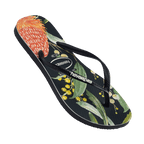 Havaianas Slim Fauna Bush Flower Black in Black