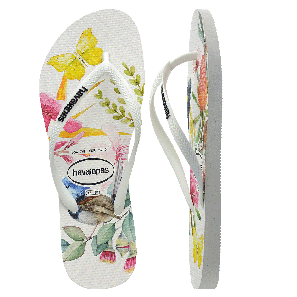 Havaianas Slim Flora White/White in White