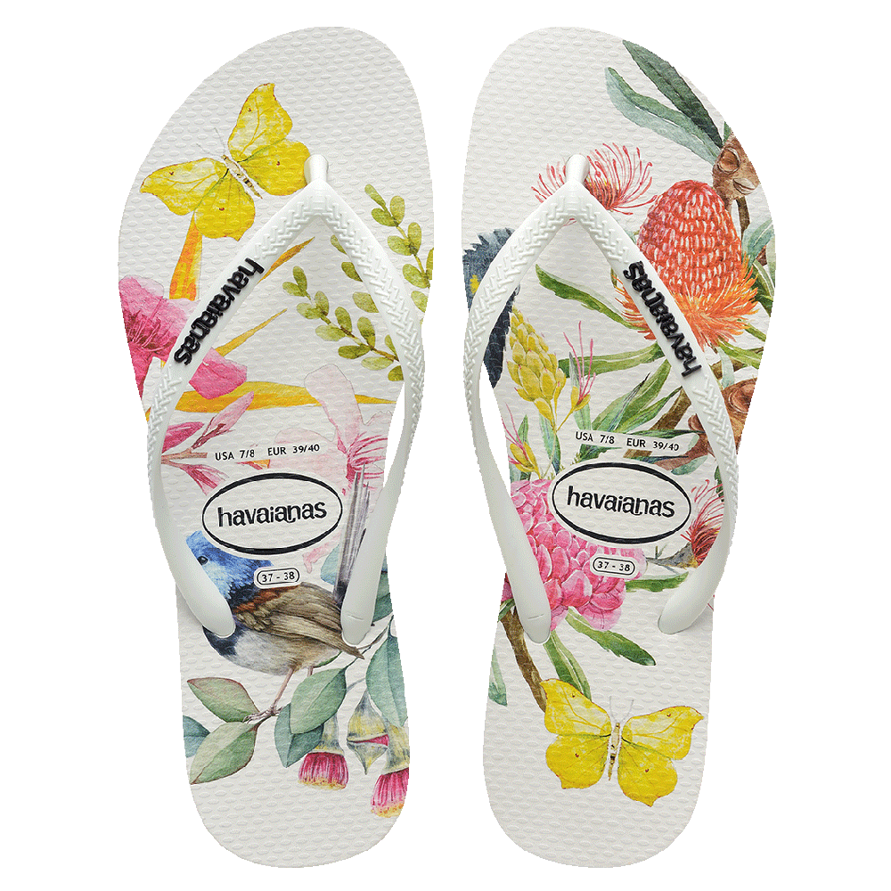 Havaianas Slim Flora White/White in White