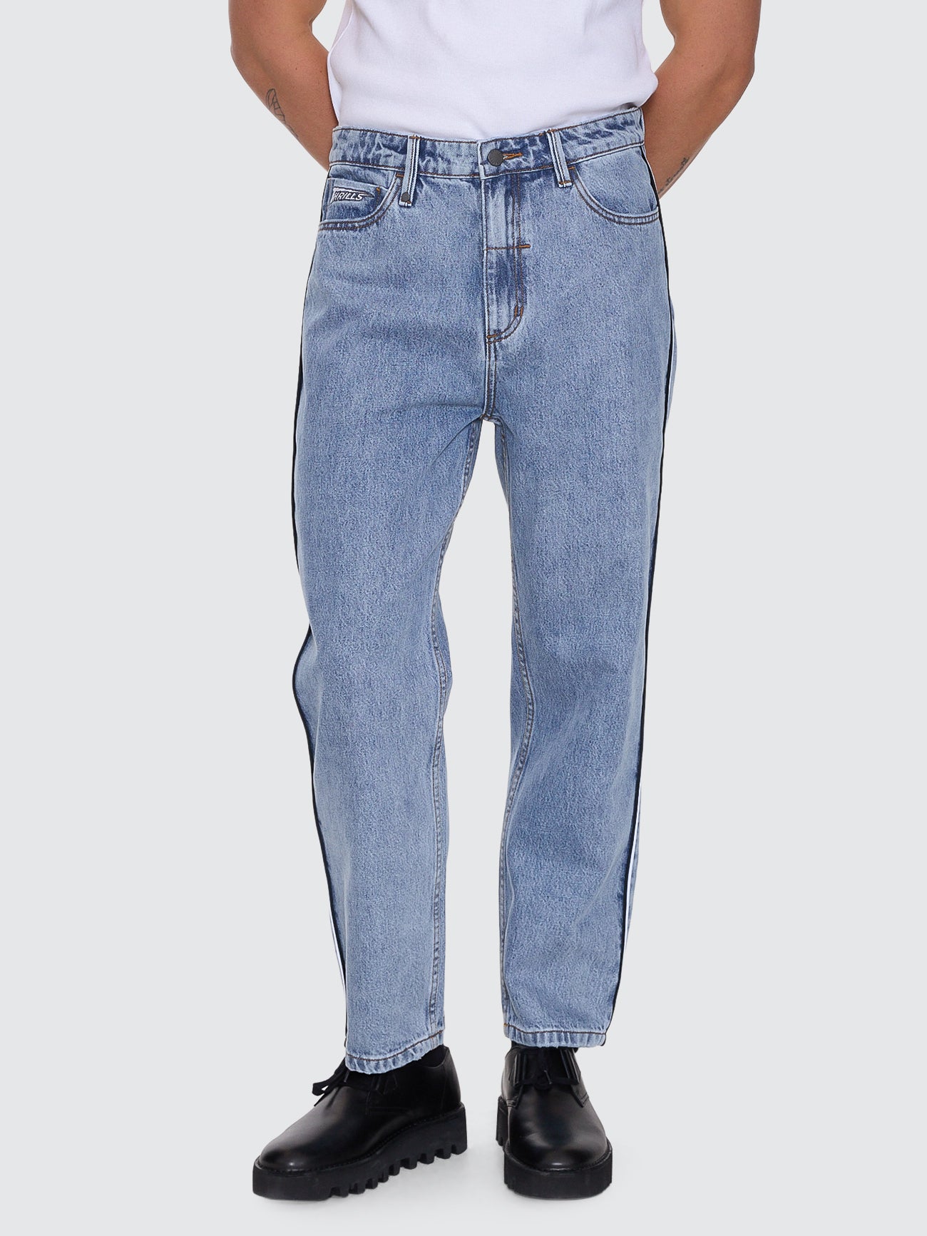 Thrills Co Heavy Voltage Slacker Relaxed Denim Jean - Garage Blue in Garage Blue