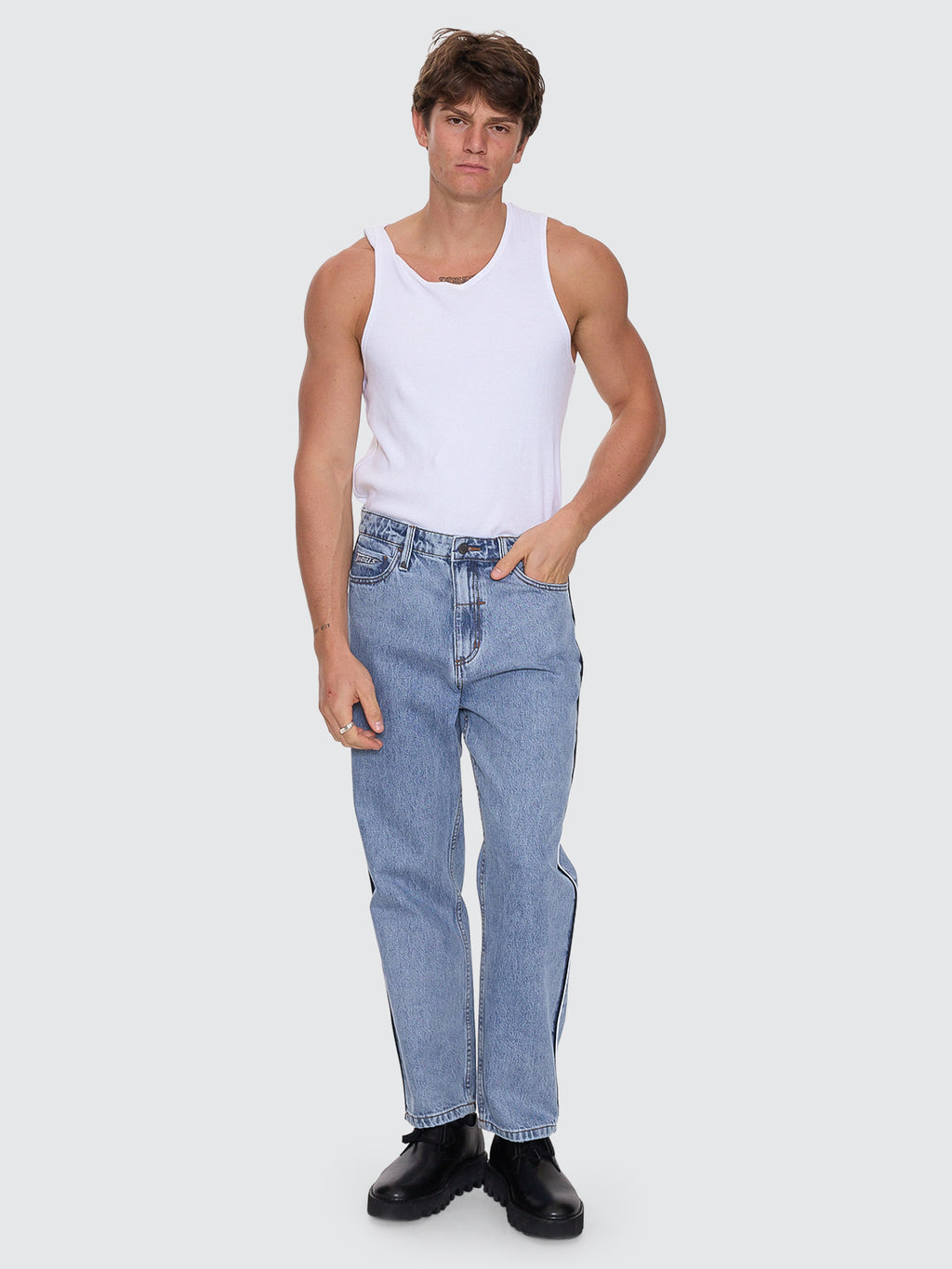 Thrills Co Heavy Voltage Slacker Relaxed Denim Jean - Garage Blue in Garage Blue