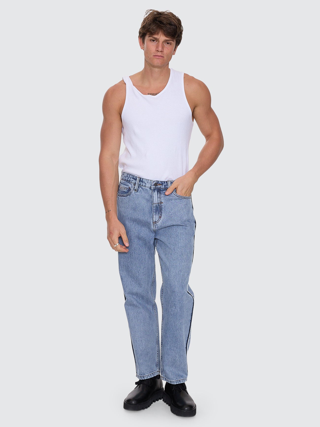 Thrills Co Heavy Voltage Slacker Relaxed Denim Jean - Garage Blue in Garage Blue