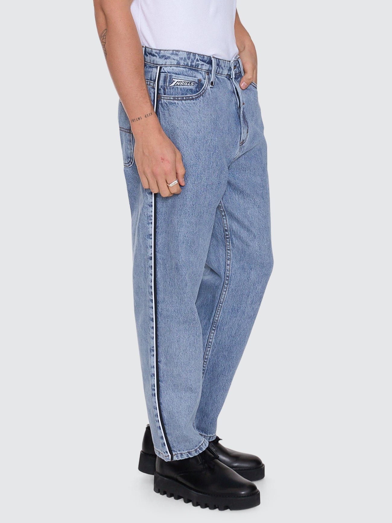 Thrills Co Heavy Voltage Slacker Relaxed Denim Jean - Garage Blue in Garage Blue