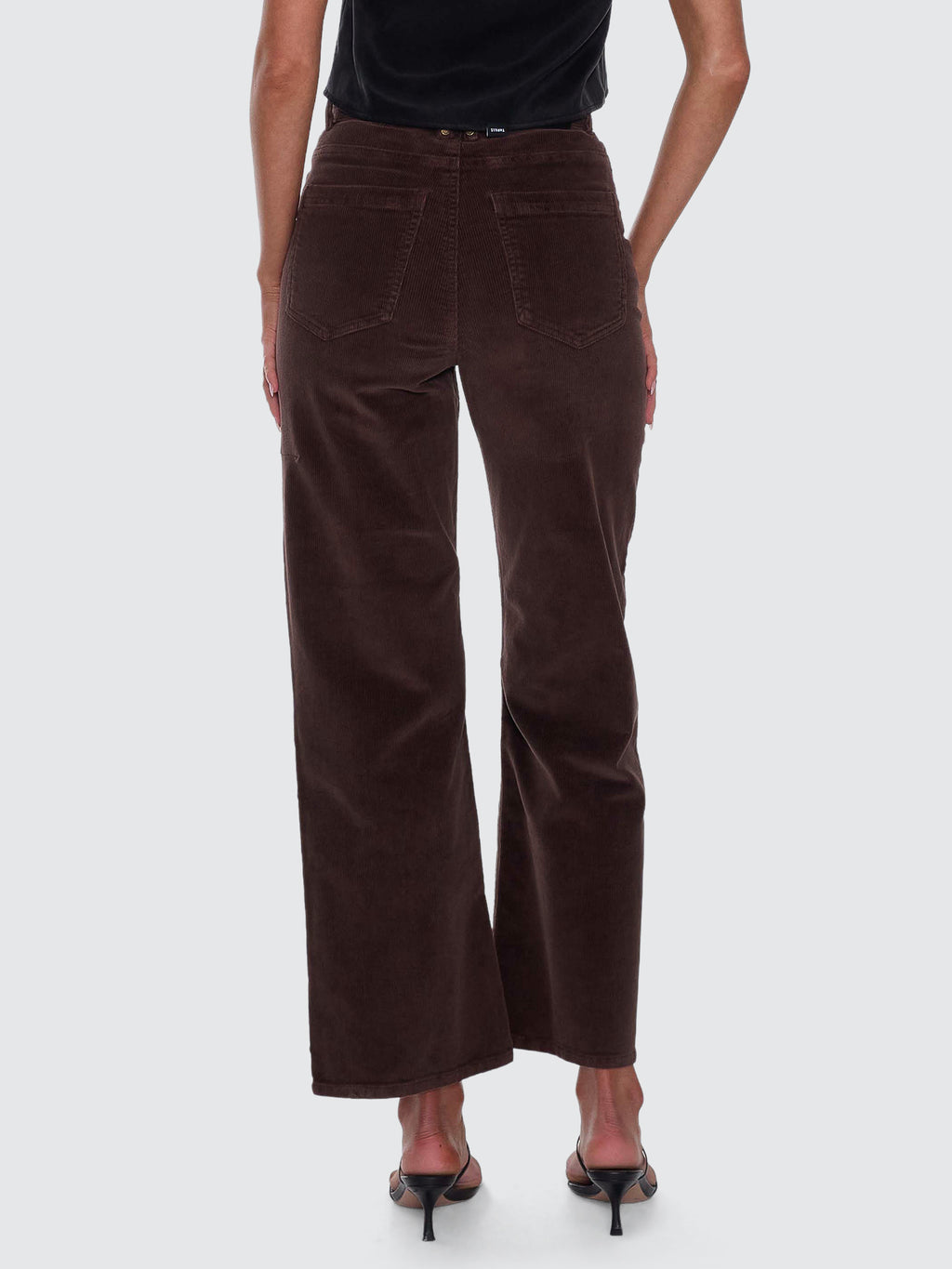 Thrills Co Holly High Rise Stretch Wide Cord Pant - Bitter Chocolate in Bitter Chocolate