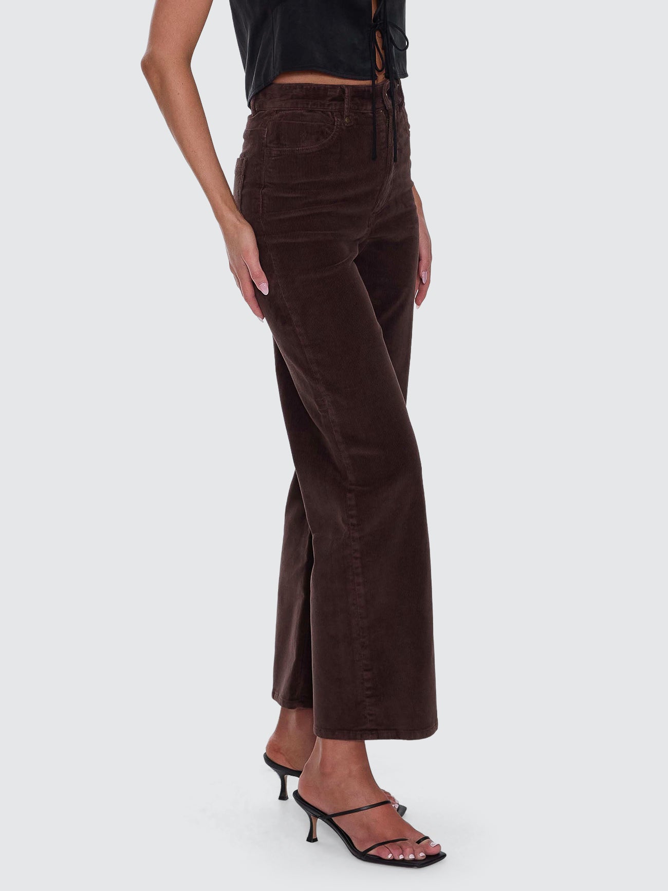 Thrills Co Holly High Rise Stretch Wide Cord Pant - Bitter Chocolate in Bitter Chocolate