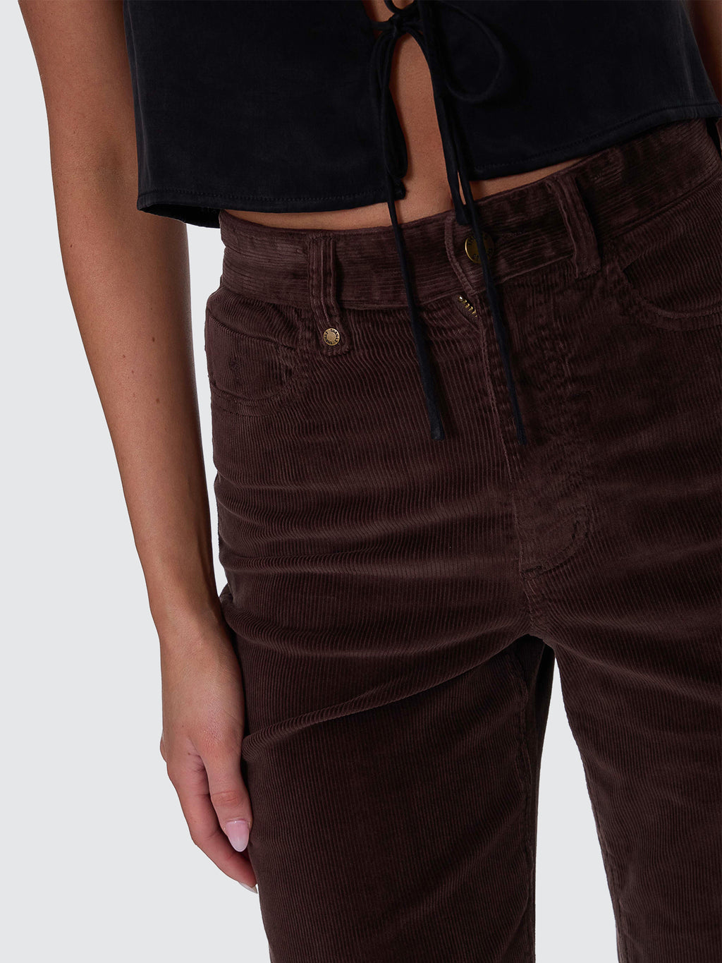 Thrills Co Holly High Rise Stretch Wide Cord Pant - Bitter Chocolate in Bitter Chocolate