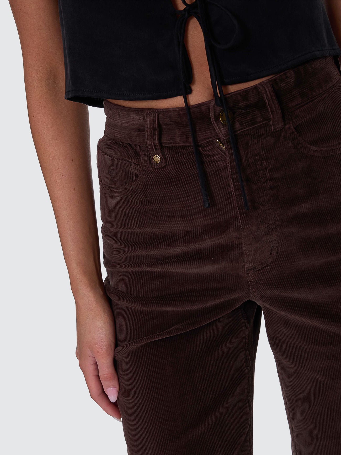 Thrills Co Holly High Rise Stretch Wide Cord Pant - Bitter Chocolate in Bitter Chocolate